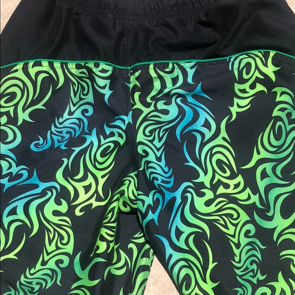Nike Green Flames Swim Trunks with Liner - Picture 6 of 9